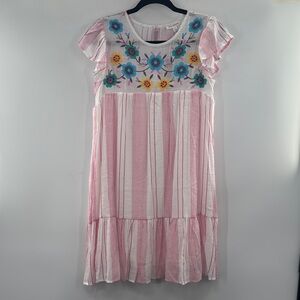 3for$20 Perch Blu Peper Anthropologie Embroidered Floral Stripe Design Small